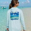 Key West Sun Shirts sand bar life Hoodie worn on the water in the Florida Keys