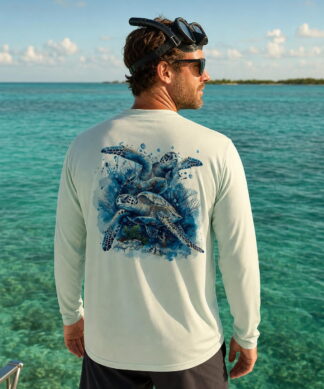 Key West Sun Shirts sea turtles Long Sleeve worn on the water in the Florida Keys