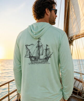 Key West Sun Shirts tall ship Hoodie worn on the water in the Florida Keys