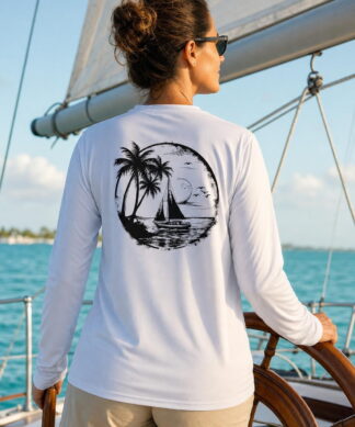 Key West Sun Shirts tropical sailboat silhouette Long Sleeve worn on the water in the Florida Keys